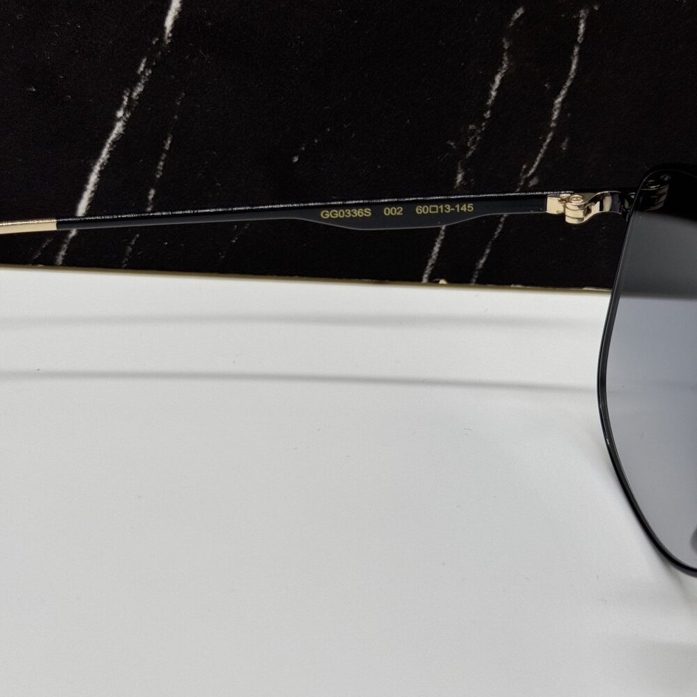 NEW GUCCI GG0336S 002 SUNGLASSES MEN BLACK/GRAY EYEWEAR - Picture 8 of 10